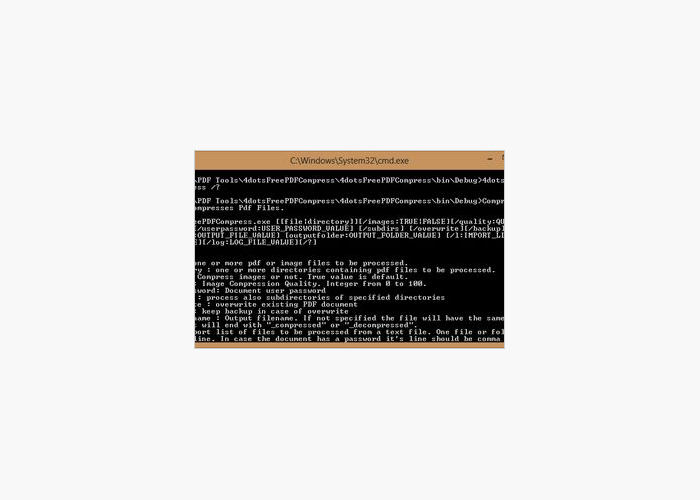 Справка 4dots Free PDF Compress в командной строке