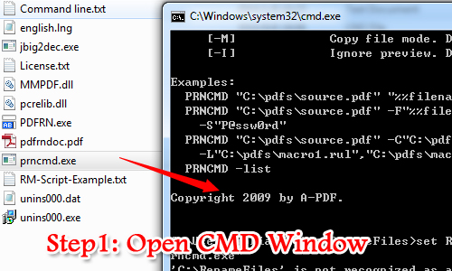 Командная строка и файлы A-PDF Rename с PRNCMD.exe