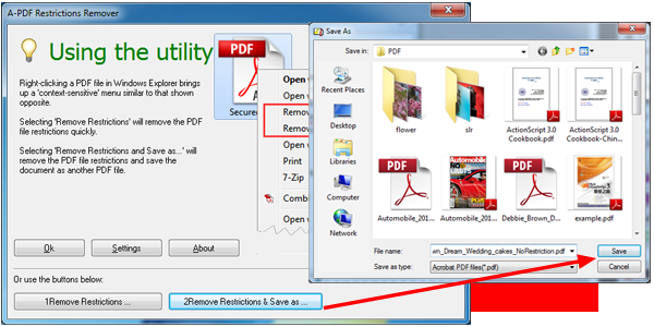 Сценарий сохранения копии через Remove Restrictions & Save as в A-PDF Restrictions Remover