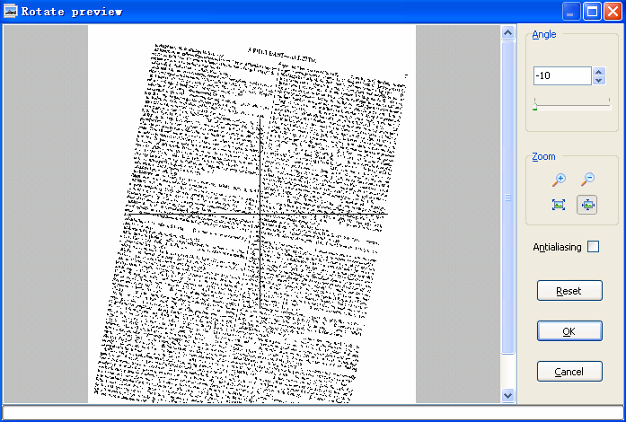 Диалог произвольного поворота страницы в A-PDF Scan Paper с предварительным просмотром угла