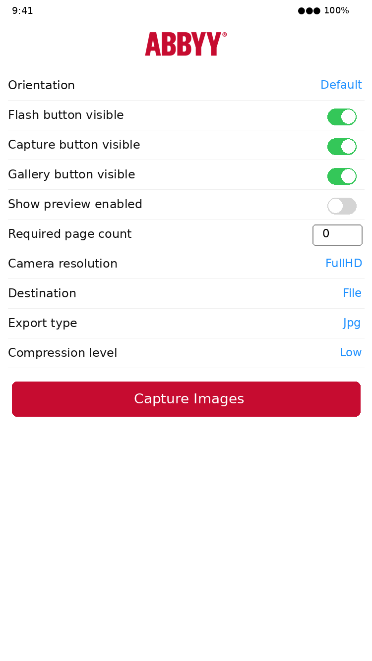 Интерфейс ABBYY Mobile Capture