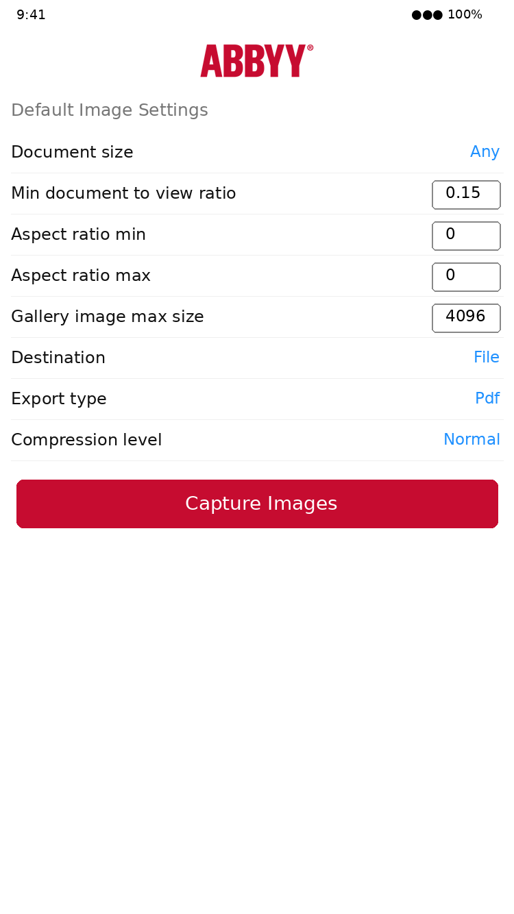 Интерфейс ABBYY Mobile Capture