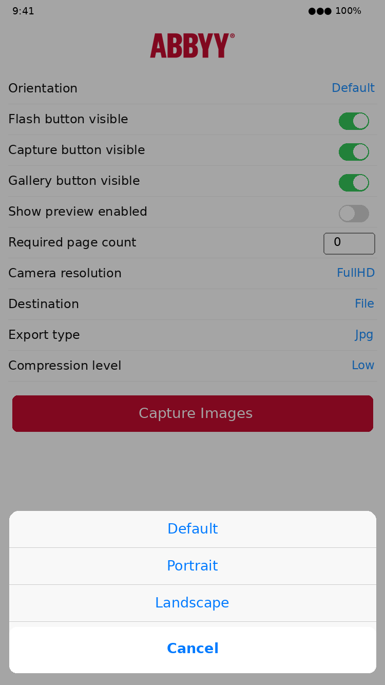 Интерфейс ABBYY Mobile Capture