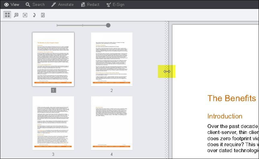 Сетка миниатюр страниц в Accusoft PrizmDoc