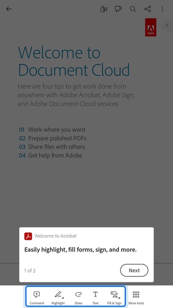 Adobe Acrobat Mobile: список документов