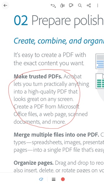 Adobe Acrobat Mobile: работа с документом