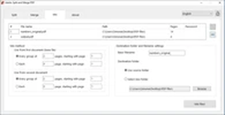 Вкладка Mix для чередования страниц двух PDF