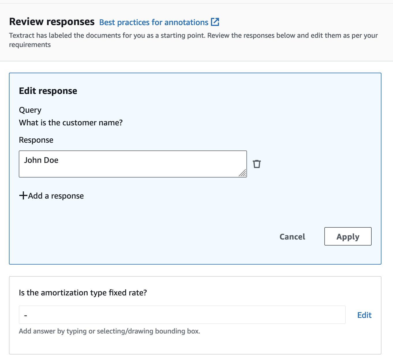 Amazon Textract Custom Queries: проверка ответа