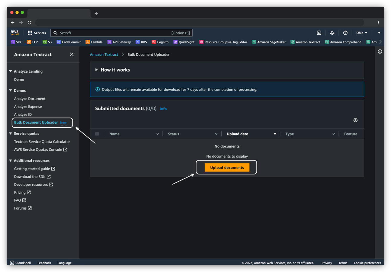 Amazon Textract Bulk Document Uploader