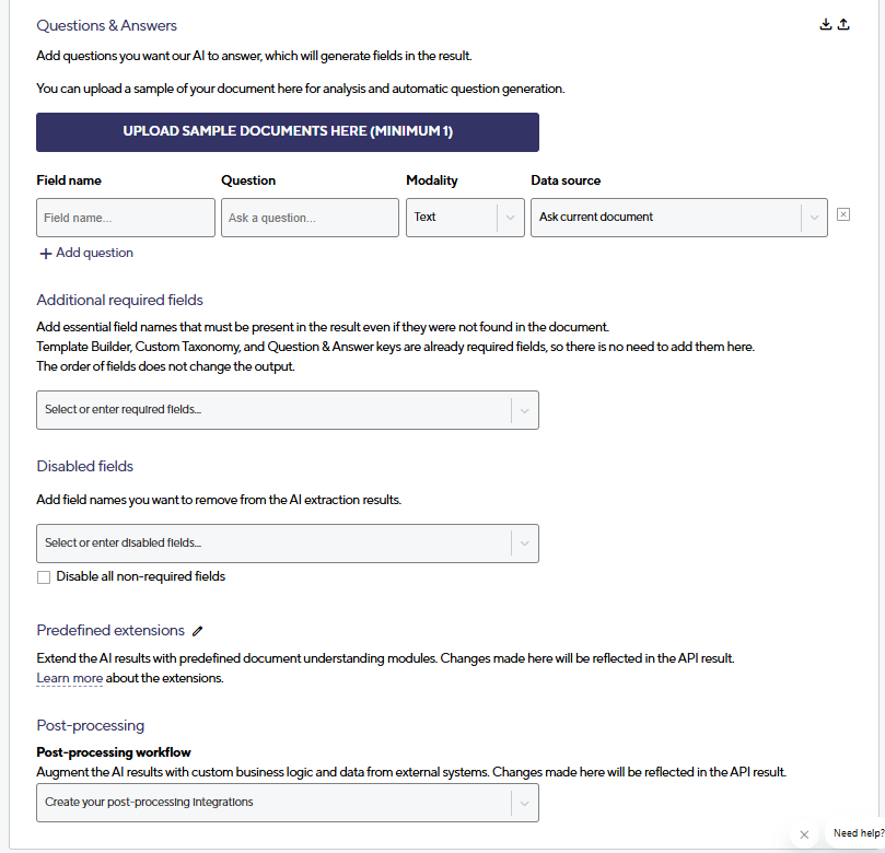 Настройка вопросов и полей в Custom Model Base64.ai