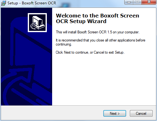 Мастер установки Boxoft Screen OCR с названием программы