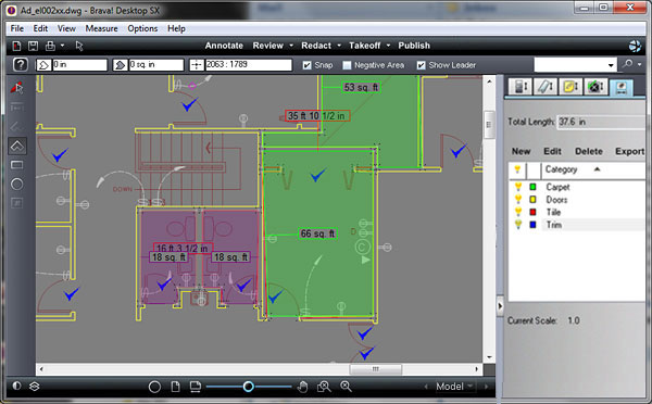 Слои и измерительные объекты на CAD-чертежe
