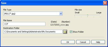 Скриншот Brother ControlCenter: Настройки сохранения Scan to File