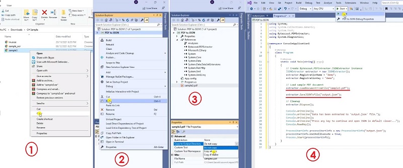 Подключение PDF Extractor SDK и пример кода в Visual Studio