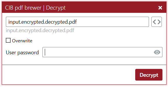 Окно расшифровки PDF