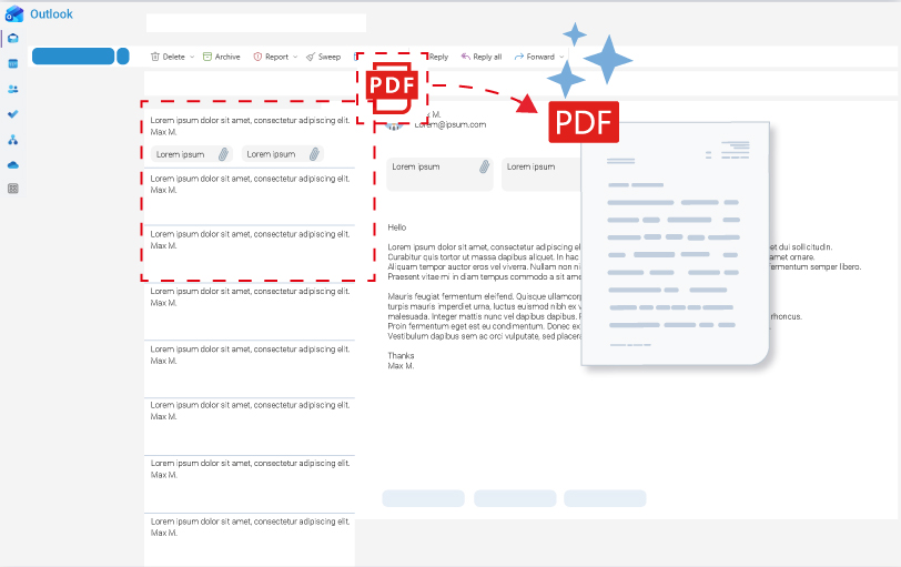 Экспорт сообщений Outlook в PDF