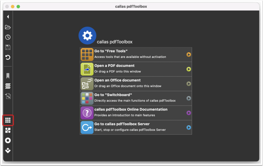 Скриншот callas pdfToolbox: интерфейс и рабочая область