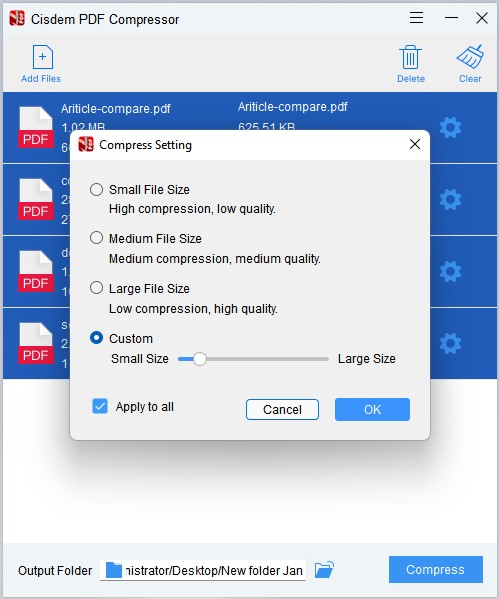 Настройки Cisdem PDF Compressor