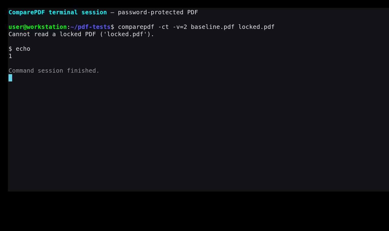 Ошибка ComparePDF при попытке прочитать защищённый PDF