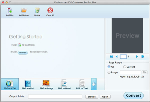 Главное окно Coolmuster PDF Converter Pro для macOS