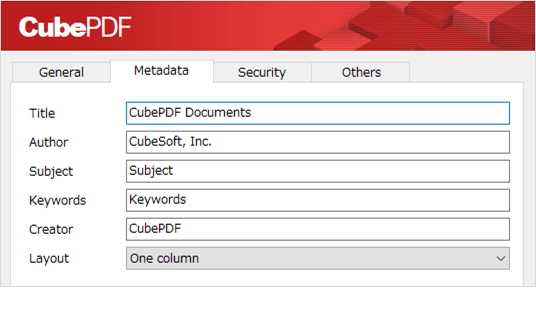 Вкладка метаданных CubePDF