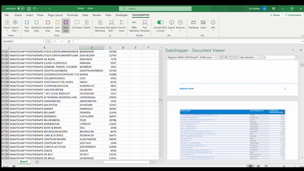 Многостраничное извлечение таблицы DataSnipper