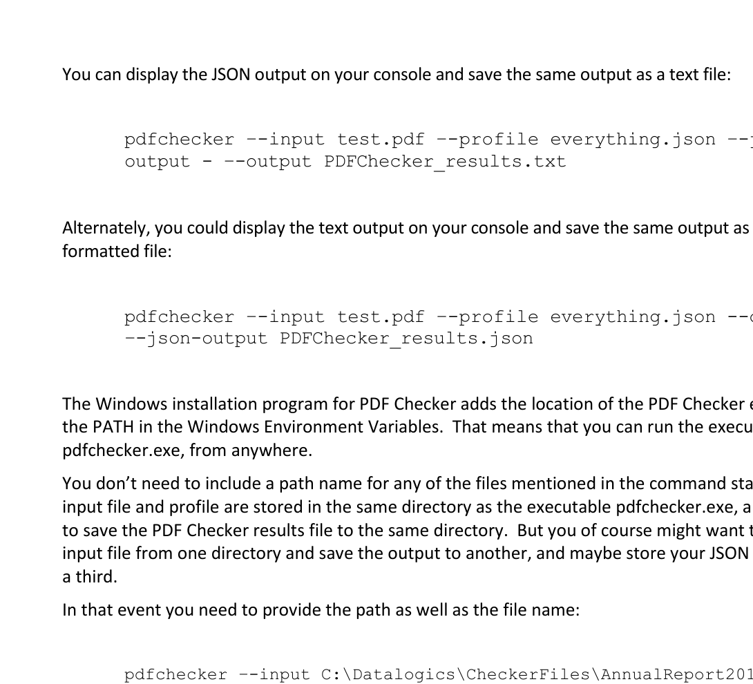 Примеры вывода отчётов и указания путей в PDF Checker
