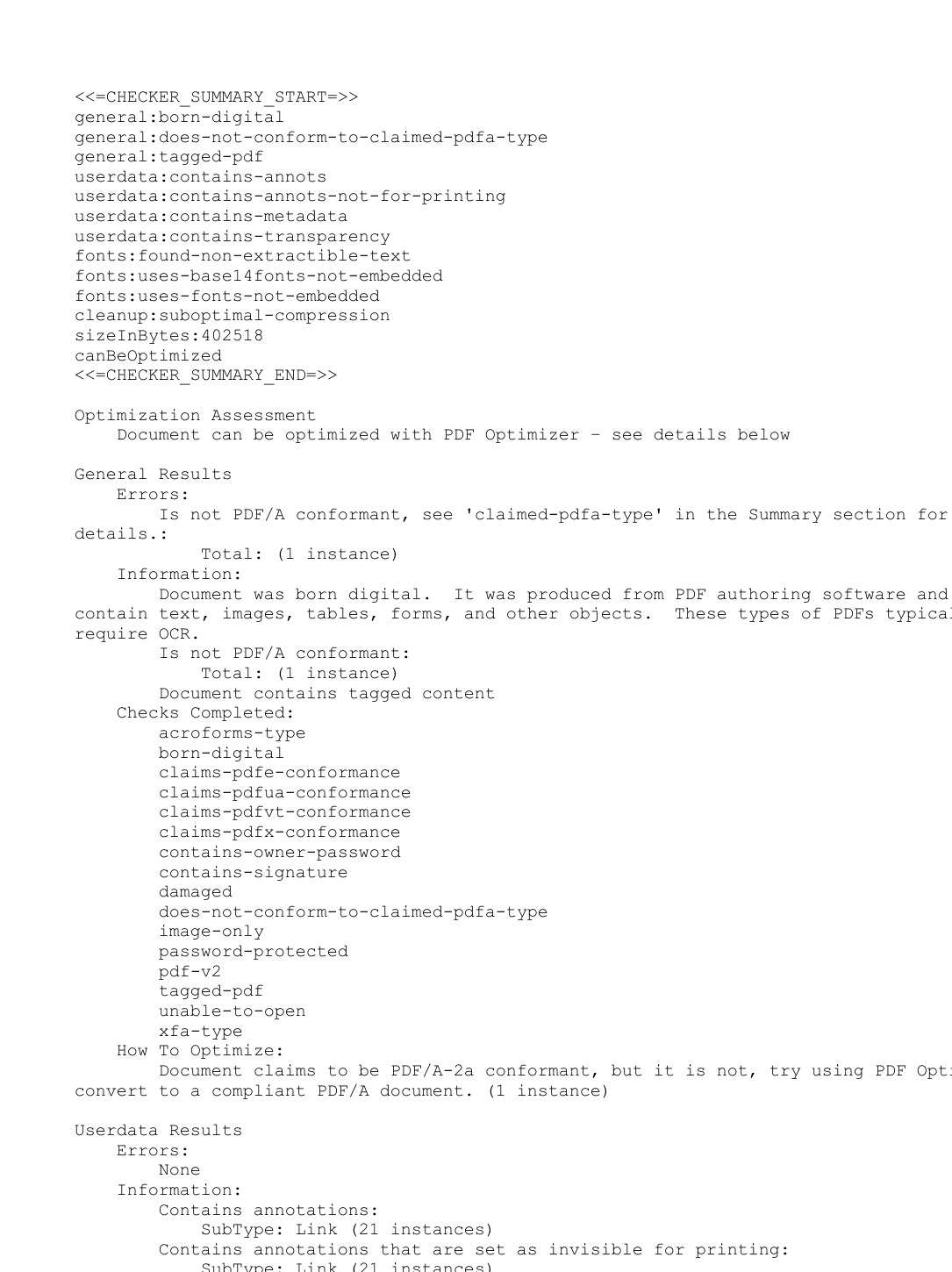 Блок CHECKER_SUMMARY и общие результаты проверки