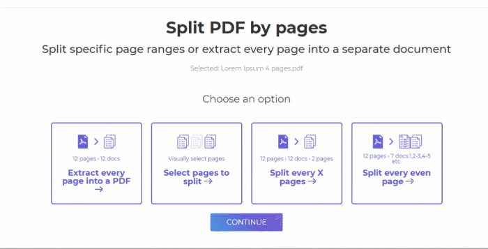 Режимы разделения PDF по страницам в DeftPDF