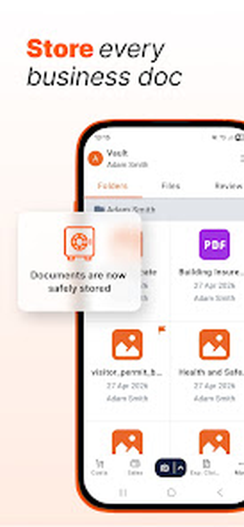 Хранилище деловых документов Vault в мобильном приложении Dext
