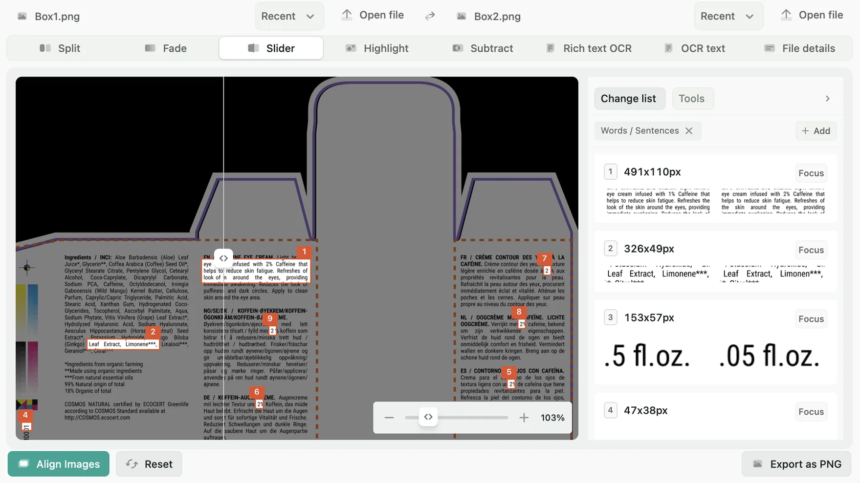 Сравнение изображений ползунком в Diffchecker Desktop