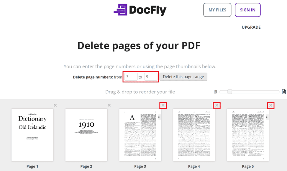 Удаление страниц в DocFly
