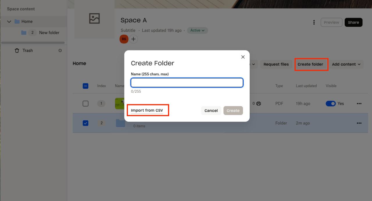 Создание папки и импорт структуры из CSV