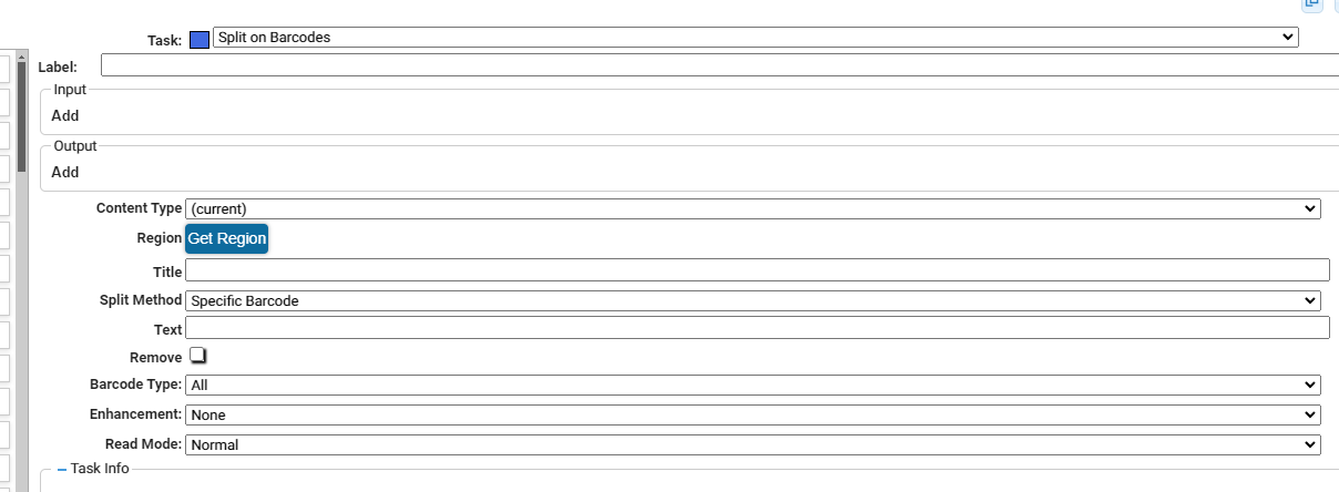 Задача Split on Barcodes в конструкторе DocStar ECM