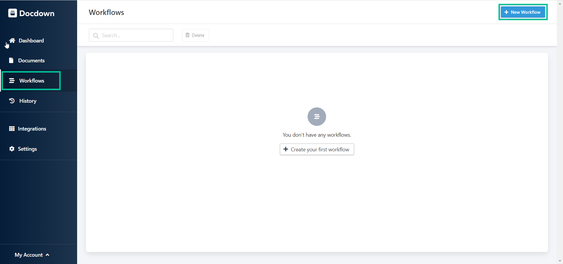 Список автоматизаций Docdown