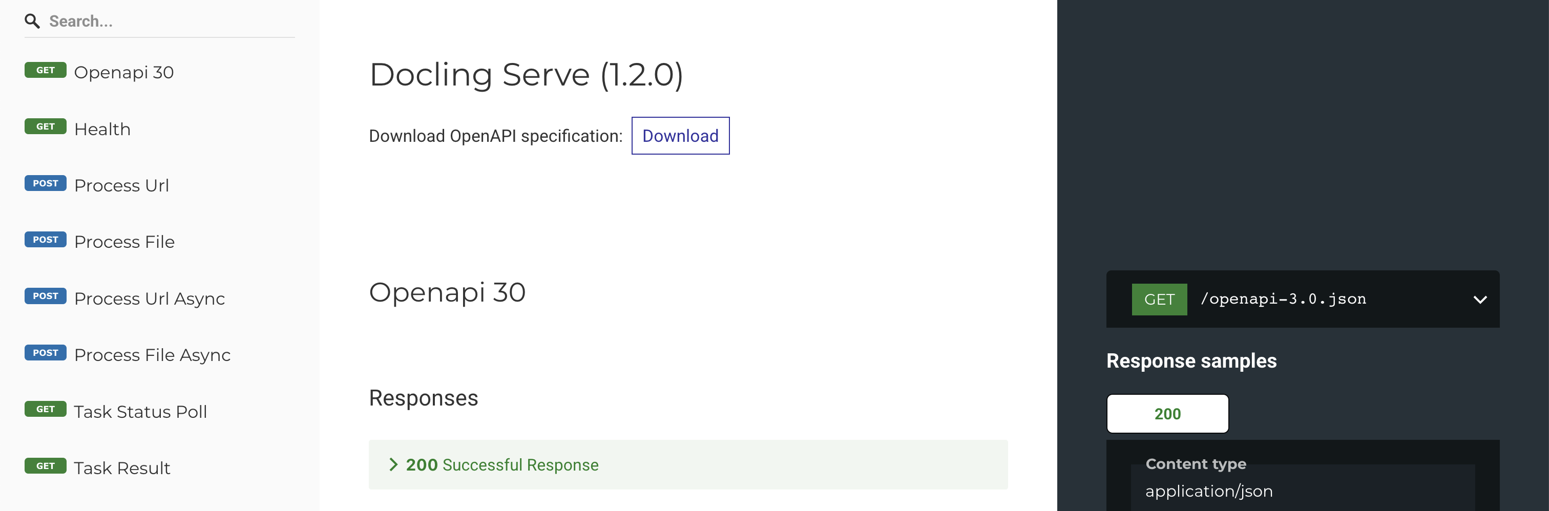 Интерактивная документация API Docling Serve