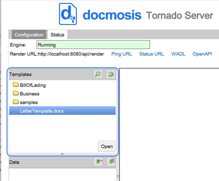 Дерево шаблонов и каталогов в Docmosis Tornado