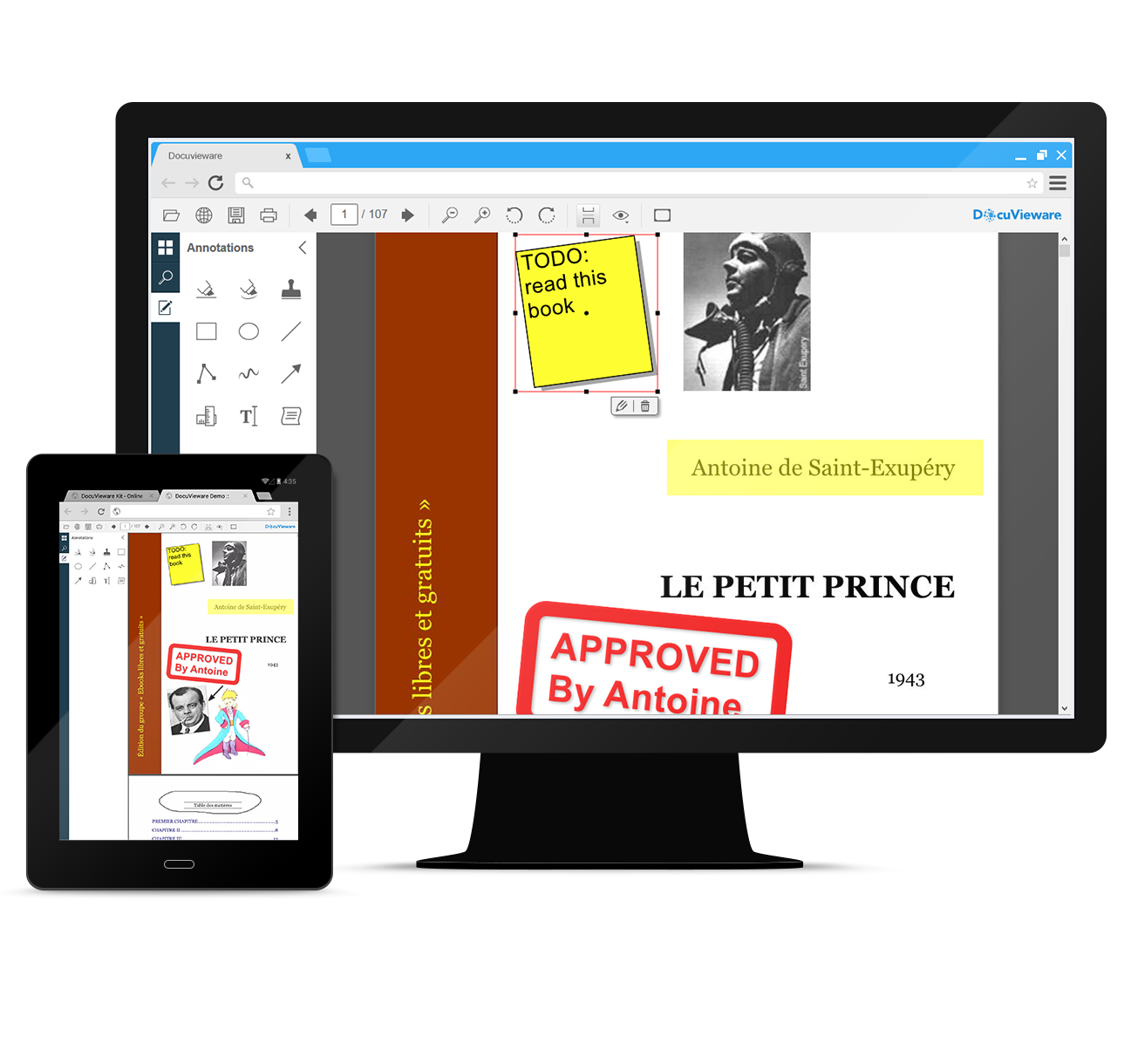 Инструменты аннотаций DocuVieware на PDF и адаптивное отображение