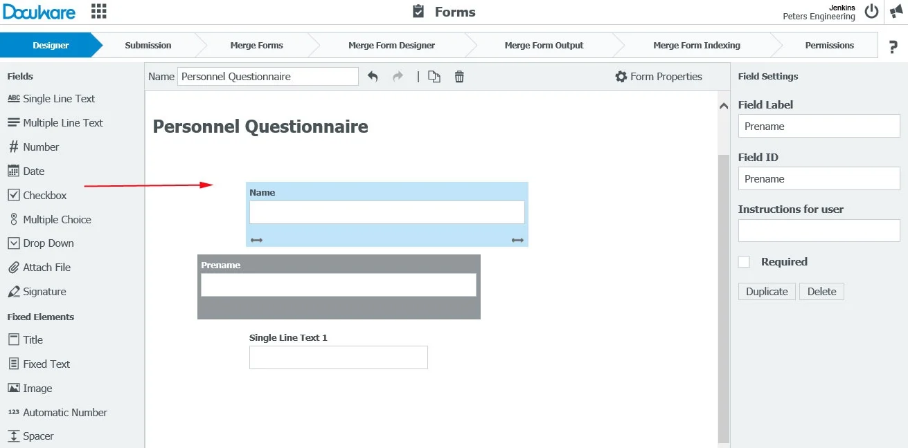 Конструктор DocuWare Forms