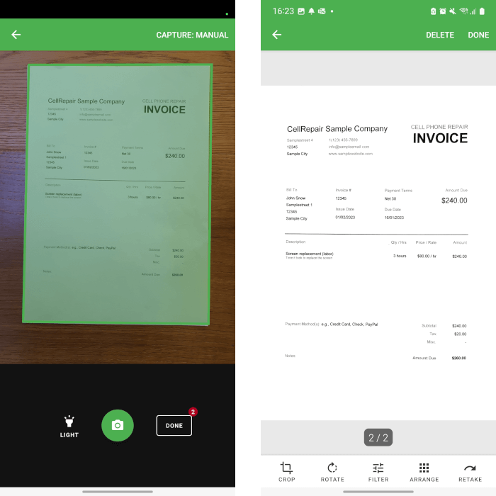Камера и редактор многостраничного скана на Android