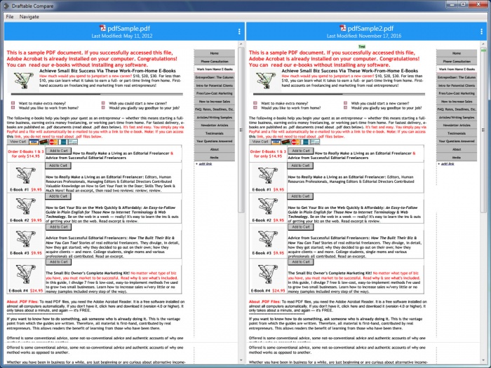 Параллельное сравнение двух PDF в Draftable Desktop