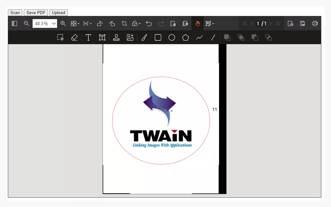 Просмотрщик Dynamic Web TWAIN с инструментами навигации и аннотаций