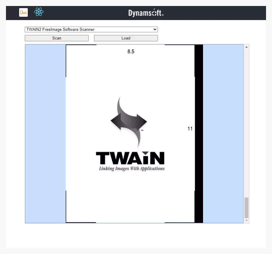 Пример Dynamic Web TWAIN в React-интерфейсе