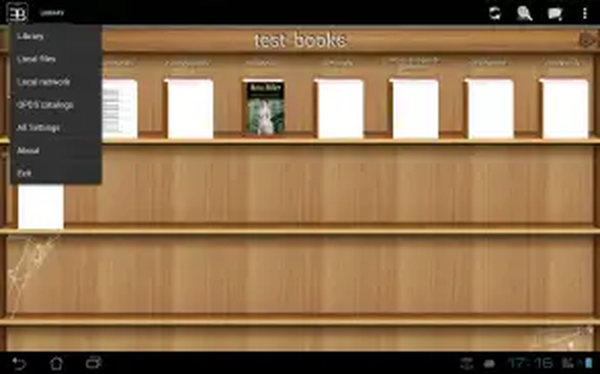 Навигационное меню и разделы библиотеки в EBookDroid