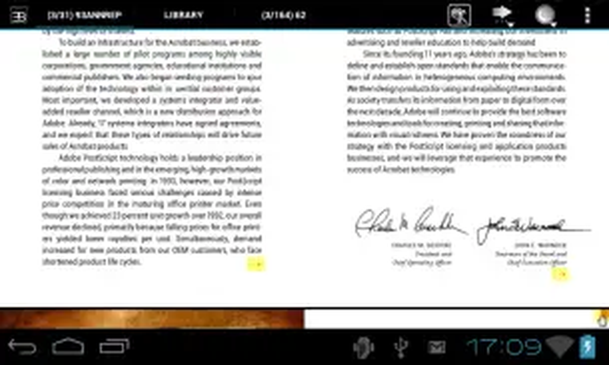 Двухстраничный режим на планшете в EBookDroid