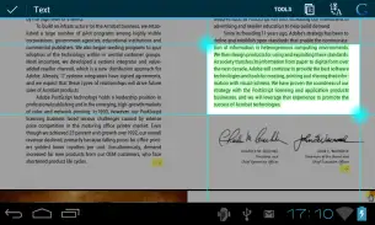 Выделение текста и работа с фрагментом в EBookDroid