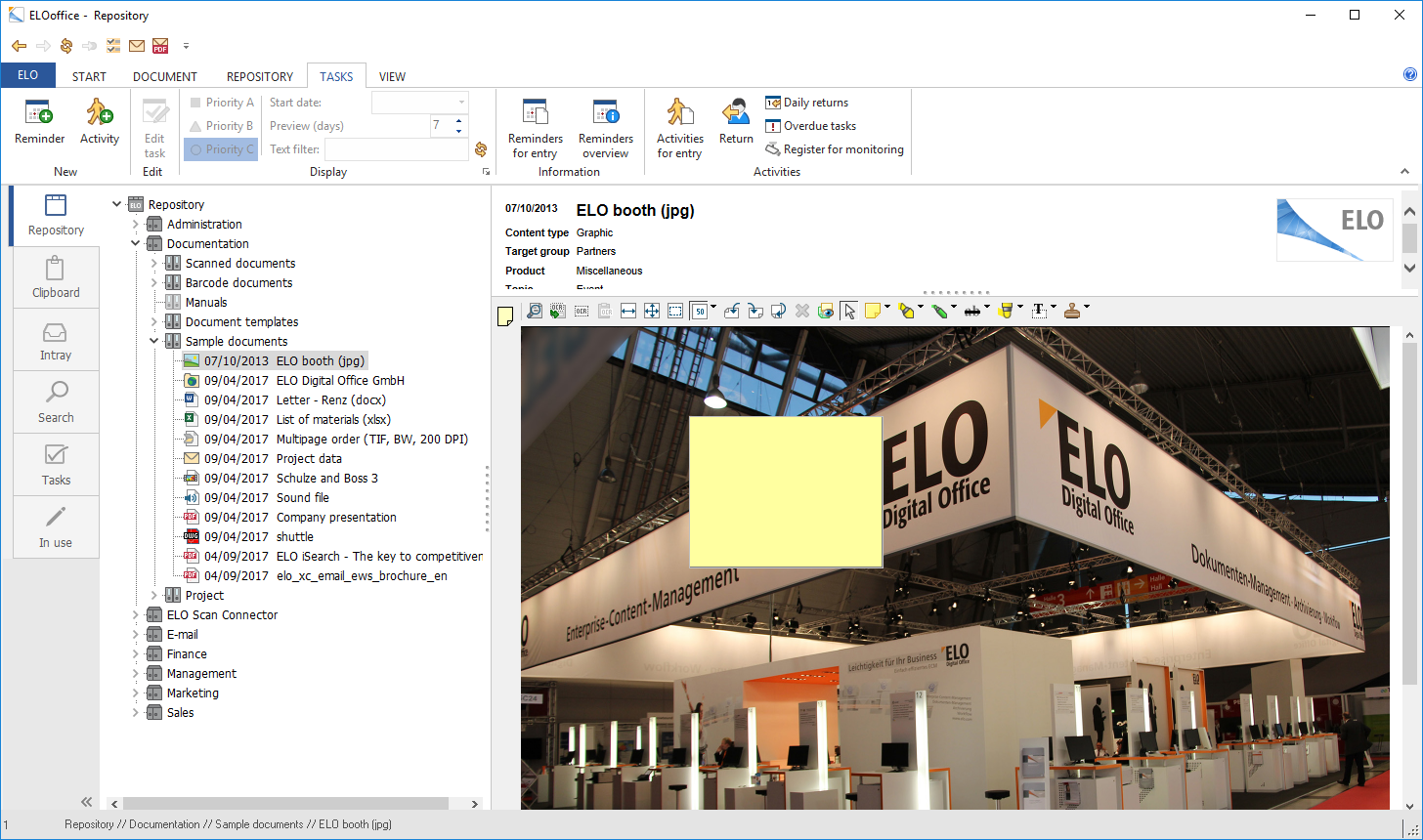 Заметка поверх просматриваемого документа ELOoffice