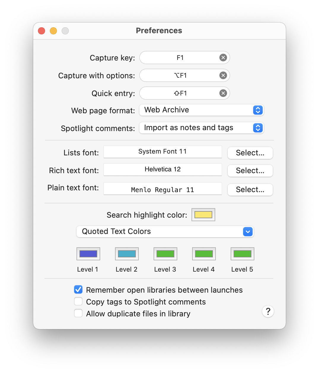 Основные настройки EagleFiler