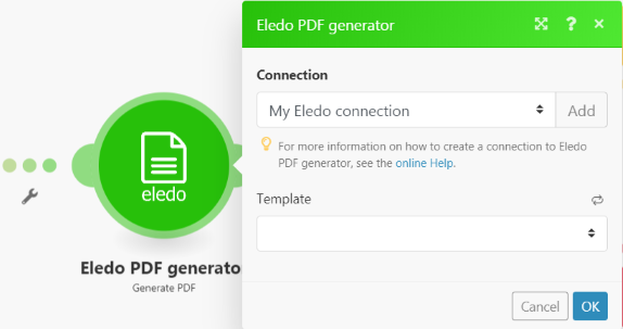 Выбор шаблона Eledo в модуле Make