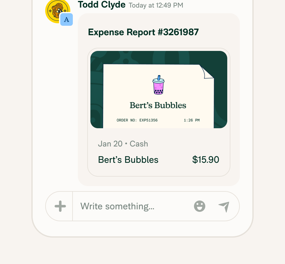 Карточка расхода внутри Expense Chat
